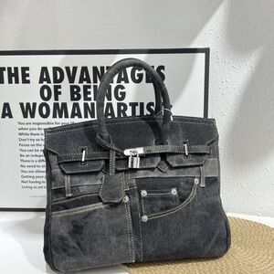 Stylish Black Denim Handbag